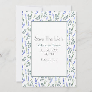 Wasserfarbe und Lavendel Eukalyptus Muster Save The Date
