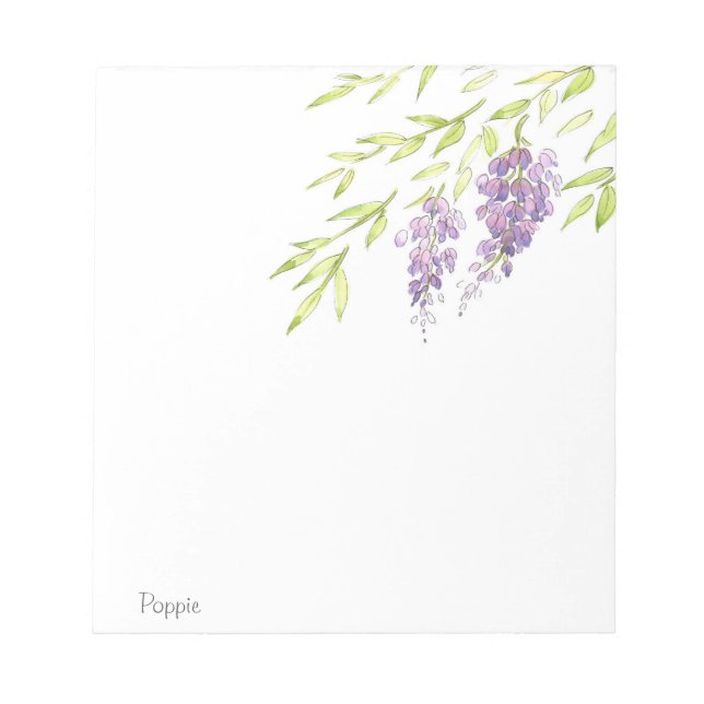 Wasserfarbe und Pen Wisteria Notizblock (Vorderseite)