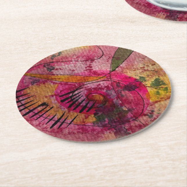 Wasserfarbe und Tinte Abstrakt schöne Malerei Art Runder Pappuntersetzer (Angewinkelt)