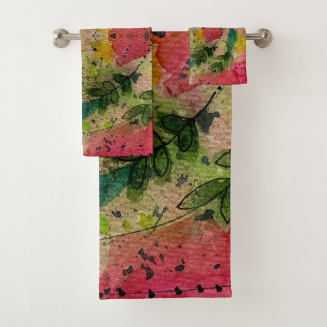 Wasserfarbe und Tinte Abstrakter Impressionismus K Badhandtuch Set (Insitu)