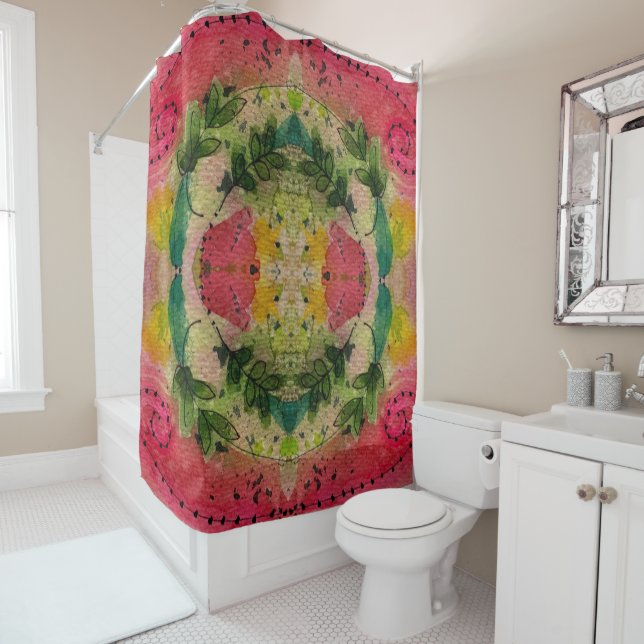 Wasserfarbe und Tinte Abstrakter Impressionismus K Duschvorhang (Beispiel)