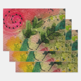 Wasserfarbe und Tinte Abstrakter Impressionismus K Geschenkpapier Set