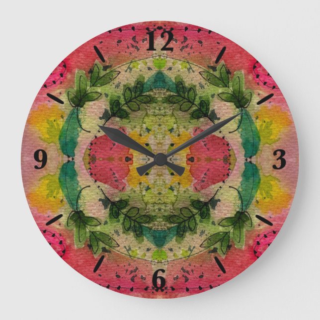 Wasserfarbe und Tinte Abstrakter Impressionismus K Große Wanduhr (Vorderseite)