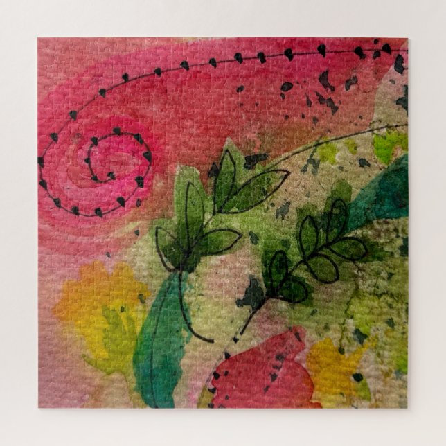 Wasserfarbe und Tinte Abstrakter Impressionismus K Puzzle (Vertikal)