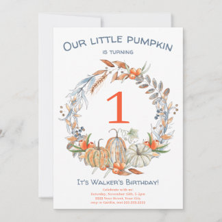 Wasserfarbe Unser kleiner Pumpkin Blue Erster Gebu Einladung