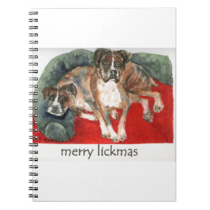 Wasserfarbe unserer Boxer "Merry Lickmas" Notizblock