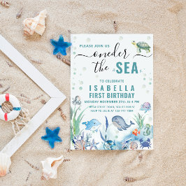 Wasserfarbe unter dem Meer 1. Geburtstag Einladung