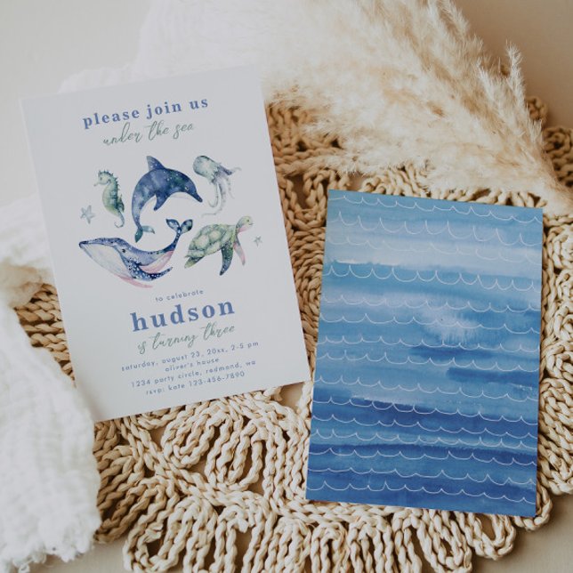 Wasserfarbe unter dem Meer Einladung zum Geburtsta (Von Creator hochgeladen)