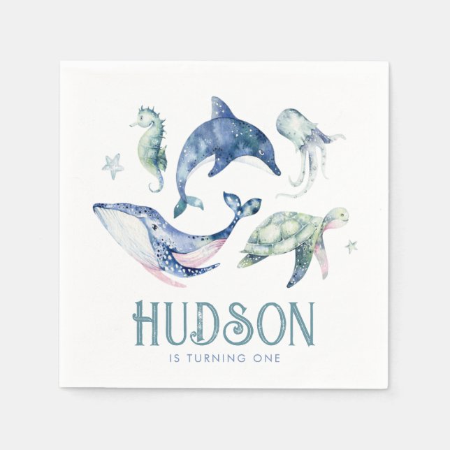 Wasserfarbe unter dem Meerespapier Napkins Serviette (Vorderseite)