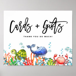 Wasserfarbe unter den Meereskarten und Geschenke G Poster