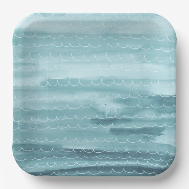 Wasserfarbe unter den Tellern des Meerespapiers Pappteller (Vorderseite)
