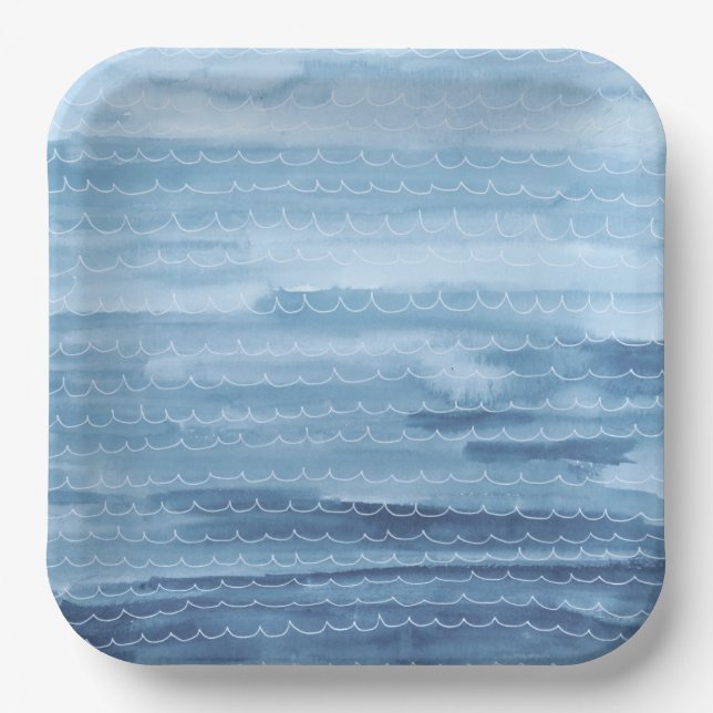 Wasserfarbe unter den Tellern des Meerespapiers Pappteller (Vorderseite)