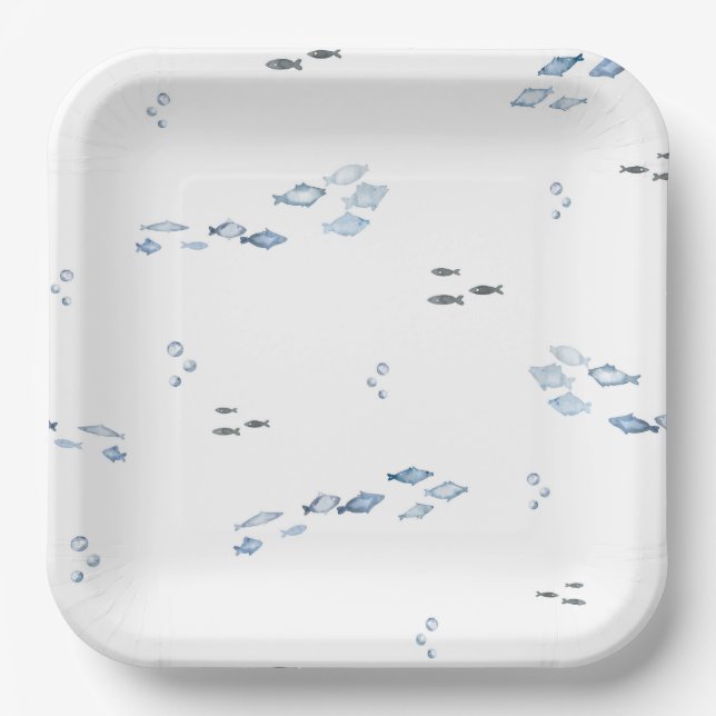 Wasserfarbe unter den Tellern des Meerespapiers Pappteller (Vorderseite)