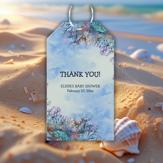 Wasserfarbe unter der Sea Wonder Babydusche Geschenkanhänger (Von Creator hochgeladen)