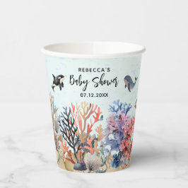 Wasserfarbe unter der wasserneutralen Babydusche Pappbecher