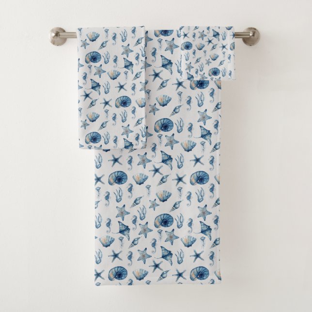 Wasserfarbe unter Meeresmuster Badhandtuch Set (Insitu)