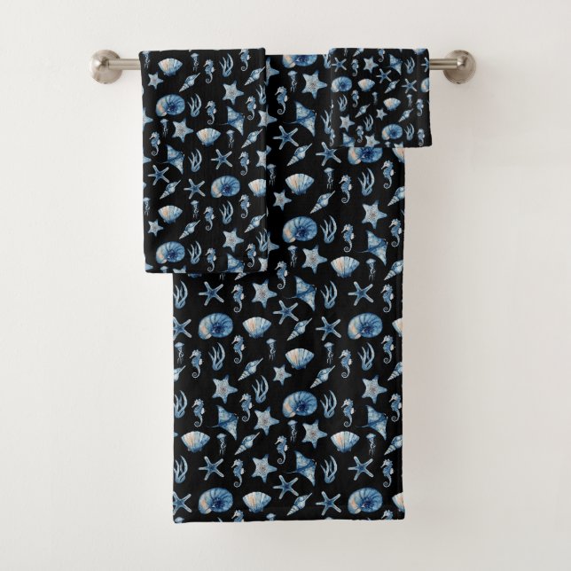 Wasserfarbe unter Meeresmuster Badhandtuch Set (Insitu)