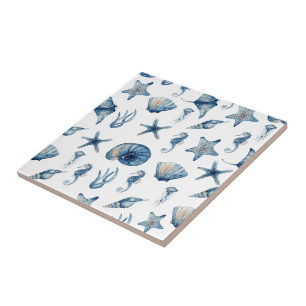Wasserfarbe unter Meeresmuster Fliese