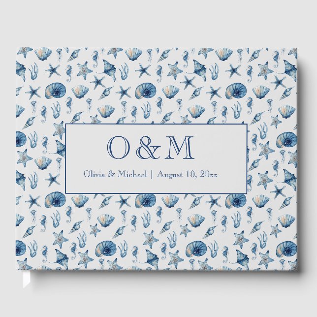 Wasserfarbe unter Meeresmuster Gästebuch (Vorderseite)