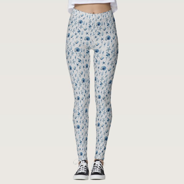 Wasserfarbe unter Meeresmuster Leggings (Vorderseite)