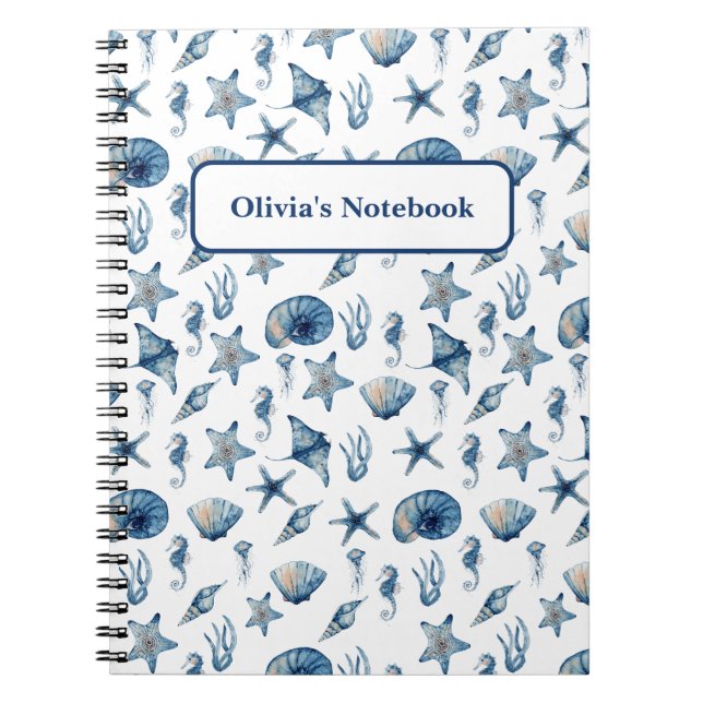 Wasserfarbe unter Meeresmuster Notizblock (Vorderseite)