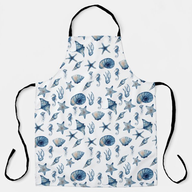 Wasserfarbe unter Meeresmuster Schürze (Vorderseite)
