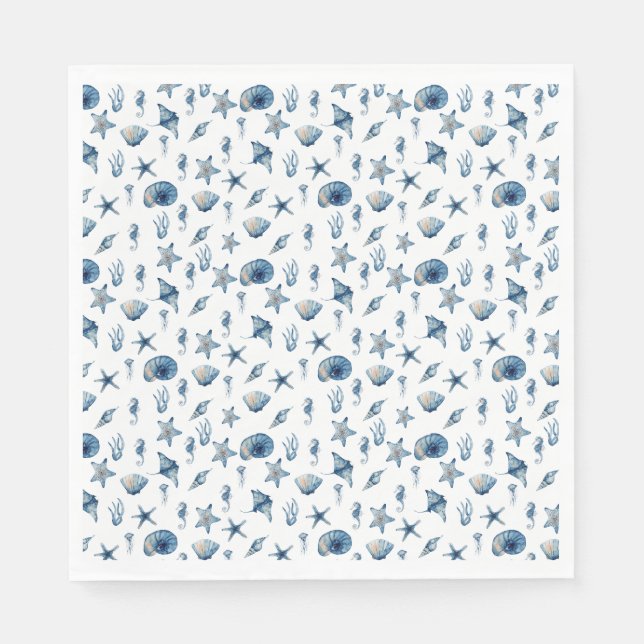 Wasserfarbe unter Meeresmuster Serviette (Vorderseite)