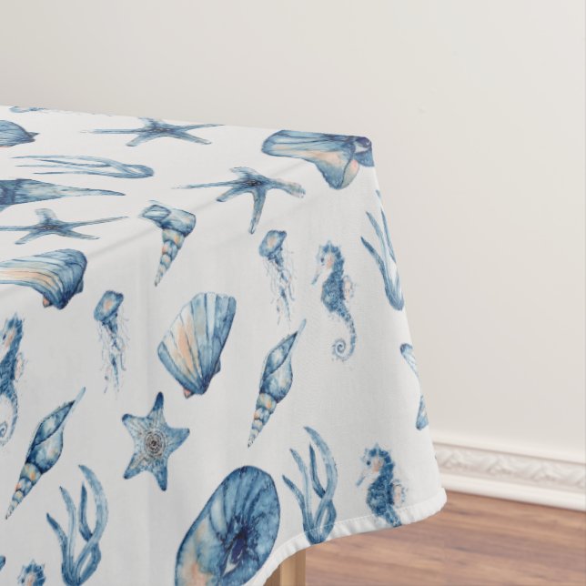 Wasserfarbe unter Meeresmuster Tischdecke (Beispiel)