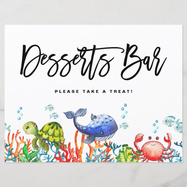 Wasserfarbe Untermeer Desserts Bar Zeichen (Vorderseite)