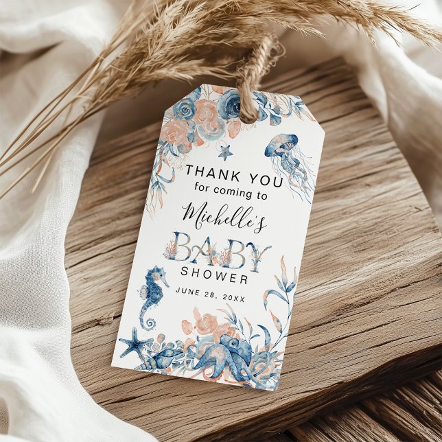 Wasserfarbe Unterseeische Babydusche Vielen Dank Geschenkanhänger (Von Creator hochgeladen)