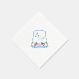 Wasserfarbe USA-Flagge Blau Weiße Hochzeits-Wappen Serviette