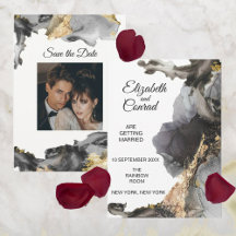 Wasserfarbe Vanessa Schwarzweiß Save the Date