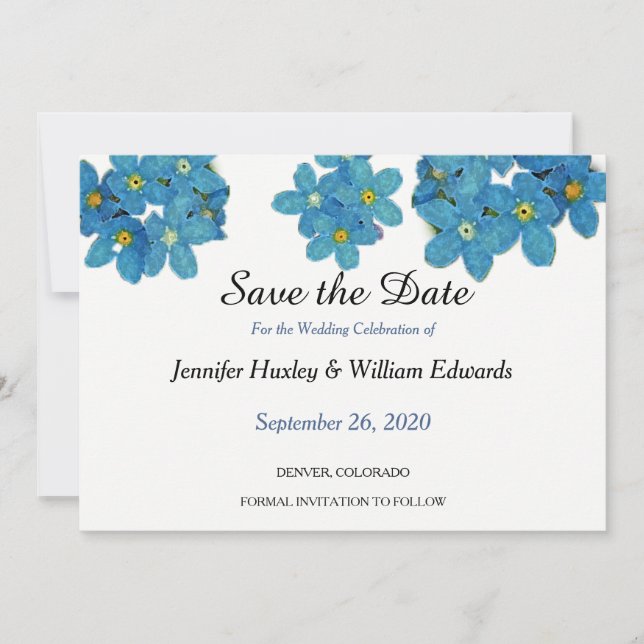 Wasserfarbe Vergessen Sie mir nicht Blume Save the Date (Vorderseite)