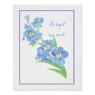 Wasserfarbe Vergessen Sie nicht Blume Hübsch blaue Poster