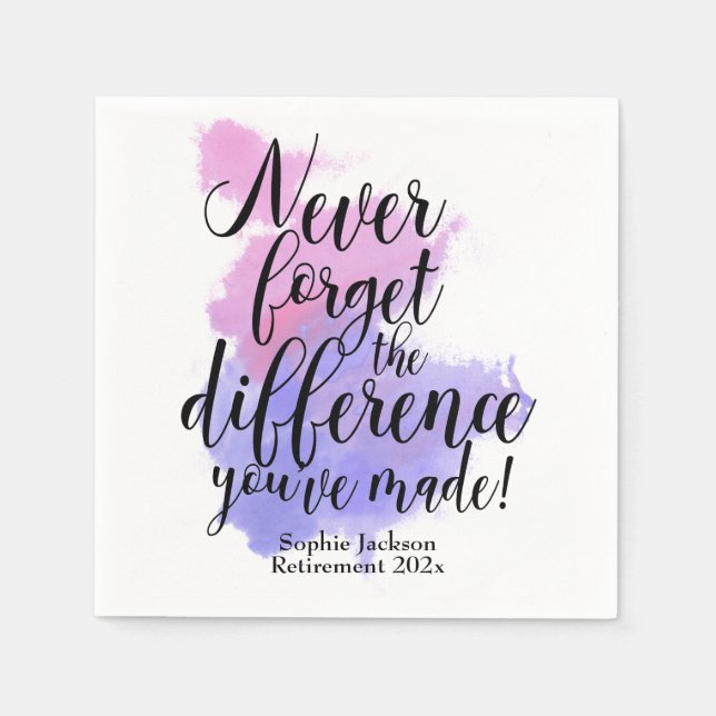 Wasserfarbe Vergiss nie die Differenzrente Serviette (Vorderseite)