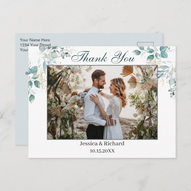 Wasserfarbe Vielen Dank FOTO Postkarte (Vorne/Hinten)