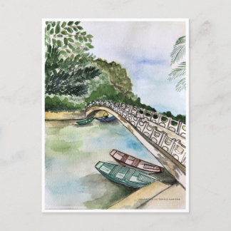 Wasserfarbe, Vietnam, Landschaft der Provinz Ninh  Postkarte