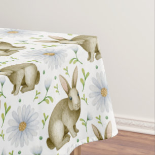 Wasserfarbe Vintag Bunny & Daisy Blume Ostern Tischdecke