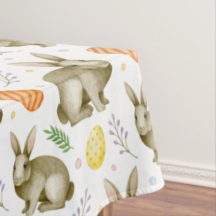Wasserfarbe Vintag Bunny Egg Frühlingsfest Blume O Tischdecke