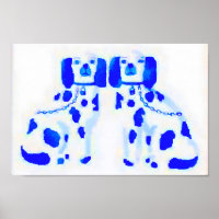 Wasserfarbe Vintag Chinoiserie Staffordshire Hunde