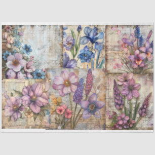 Wasserfarbe Vintag Inspirierte Blumendekoupage Seidenpapier
