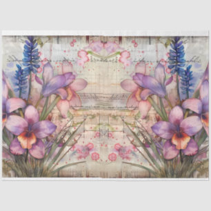 Wasserfarbe Vintag Inspirierte Blumendekoupage Seidenpapier