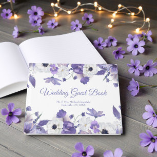 Wasserfarbe Violette Lila Blumen Hochzeit Gästebuch