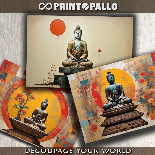 Wasserfarbe von 3 Buddha in Meditation Geschenkpapier Set (Von Creator hochgeladen)