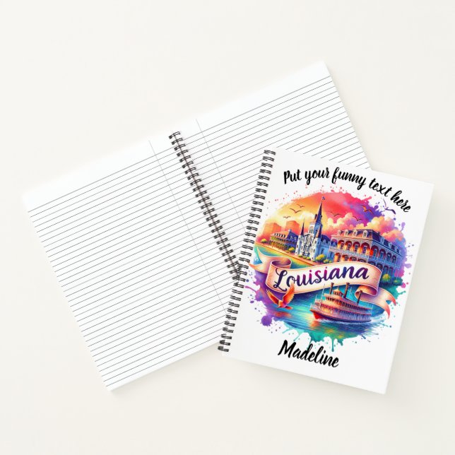 Wasserfarbe von Louisiana auf Notebook Notizbuch (Innenseite)