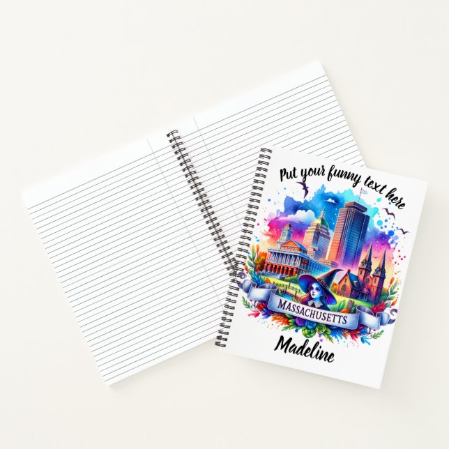 Wasserfarbe von Massachusetts-Sehenswürdigkeiten Notizbuch (Innenseite)