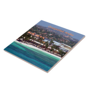 Wasserfarbe von Oranjestad, Aruba Fliese