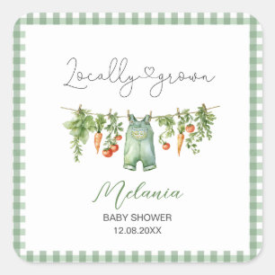 Wasserfarbe Vor Ort gezogene Babydusche Papiertüte Quadratischer Aufkleber