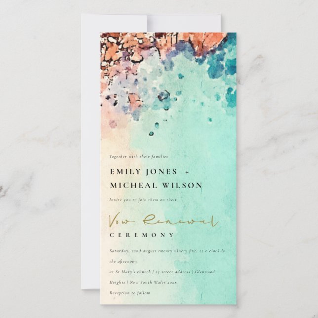 WASSERFARBE VOW RENEWITE INVITE DANKESKARTE (Vorderseite)