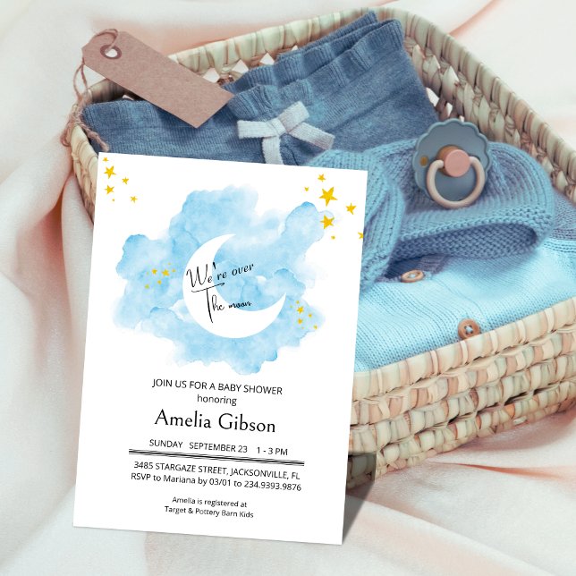 Wasserfarbe waschen über die Mond Babydusche Einladung (Von Creator hochgeladen)